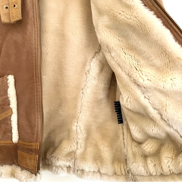 *SOLD* Vintage Y2K Leather Bomber Jacket w/ Faux Shearling … - Picture 6 of 13